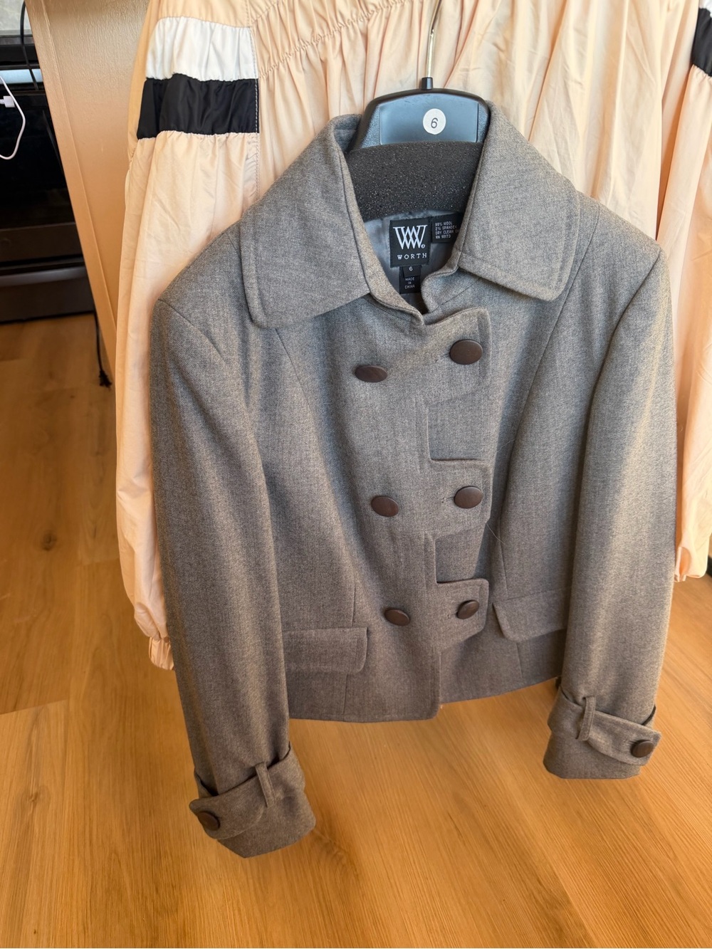 Worth Gray Double-Breasted Wool-Blend Peacoat
